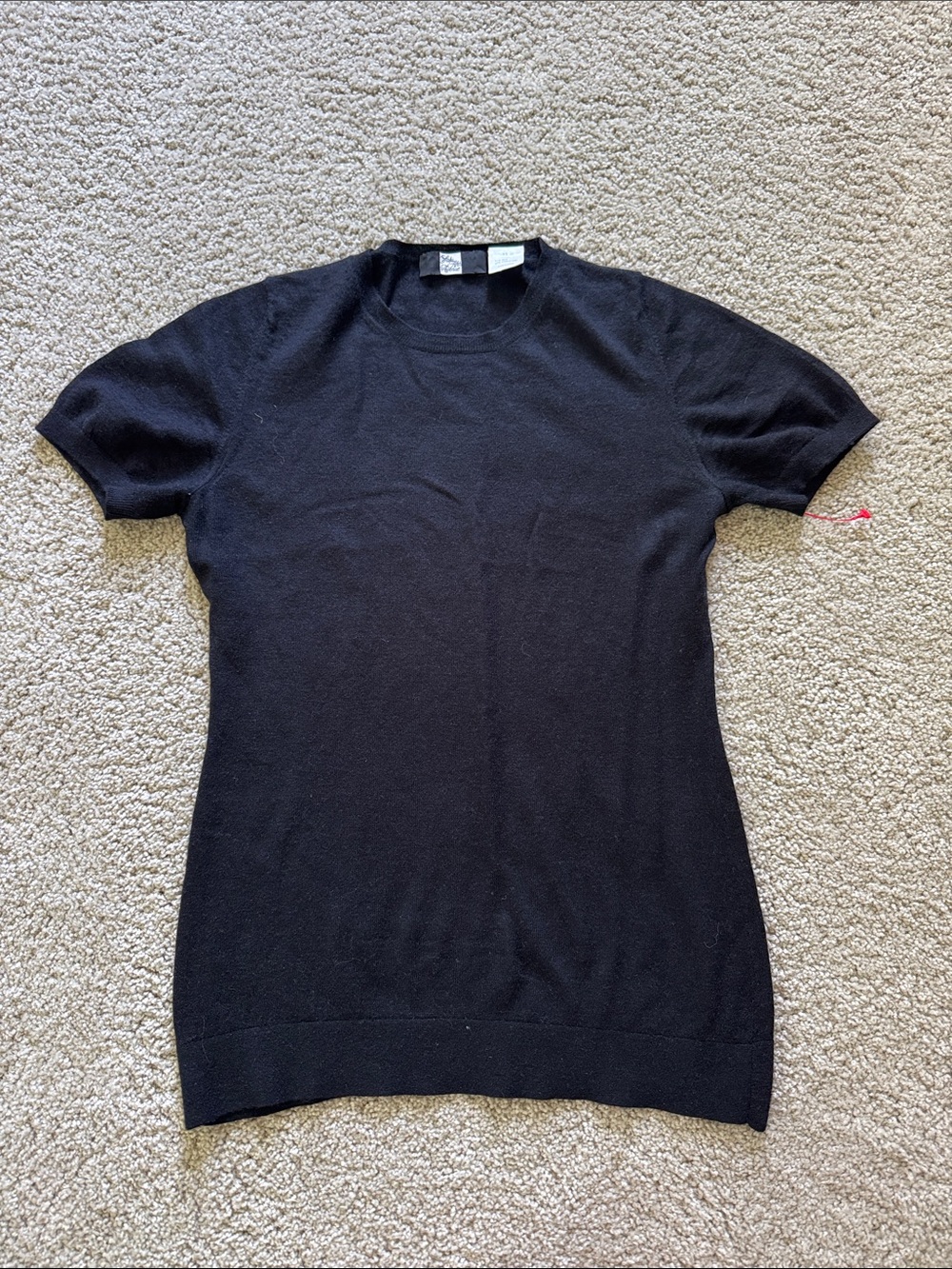 SAKS FIFTH AVENUE Black Cashmere Silk Tshirt Xs
